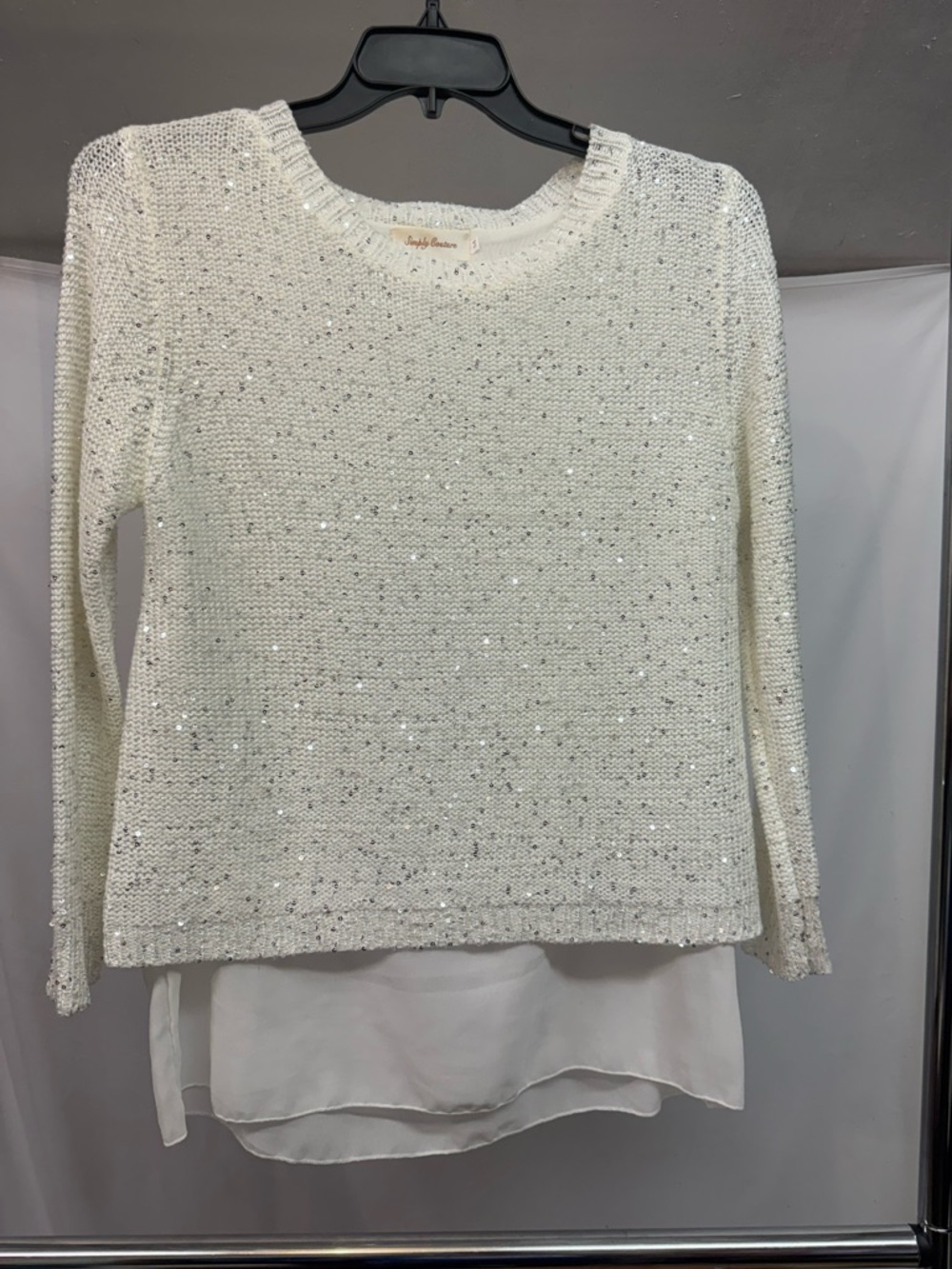 Simply Couture Sequin Layered Sweater Top - Women Sz M - Picture 1 of 4